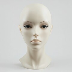 minimalist sculpture of a serene face with closed eyes, smooth white texture, elegant expression, artistic and calming design.