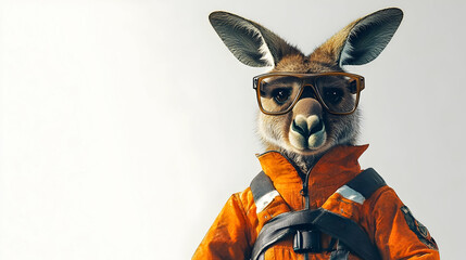 Cool Kangaroo in Orange Jumpsuit, marsupial, animal, mammal, wildlife, glasses
