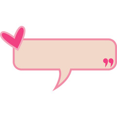 cute bubble speech with pink heart vector