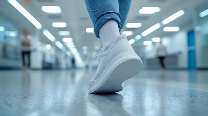 Walking in a Hospital Patient Care Medical Facility Bright Environment Ground Perspective