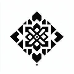 Fototapeta premium symmetrical black and white icon design pattern, abstract ornamental design, geometric elements, artistic decor, minimalist style, modern decorative motif.