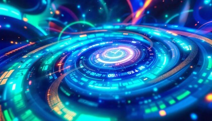 Abstract swirling digital technology background