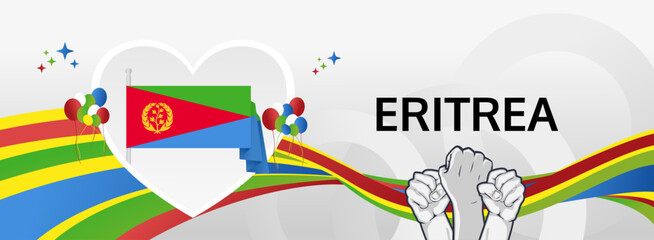 Eritrea Independence Day modern greeting banner. 24 May Happy Eritrea National Day. Holiday abstract concept in flag colors. Great for event like carnival, feast poster, support, culture and tourism