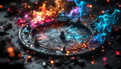 Burning Clock Surrealism Fantasy Art