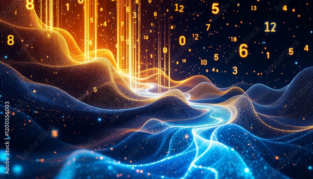 Aufkleber abstract flowing data stream. concept of digital, technology, cyberspace, and coding.