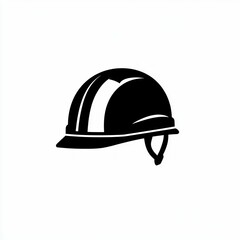 a minimalist black-and-white illustration of a construction hard hat, symbolizing safety, industry, and professional craftsmanship in a clean design.