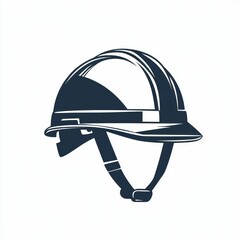 a minimalist black-and-white illustration of a construction hard hat, symbolizing safety, industry, and professional craftsmanship in a clean design.
