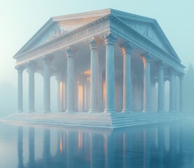 Obraz premium Classical Temple Icon - Ethereal Architectural Rendering, Digital 3D Art