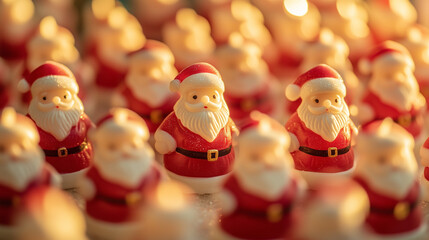 Multiple small Santa Claus toys