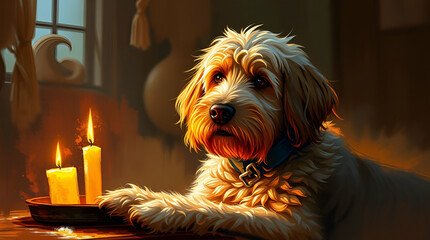 dog with a bottle of wine