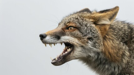 Obraz premium a dynamic close-up of a snarling red fox with its sharp teeth exposed, capturing the wild intensity and natural ferocity.