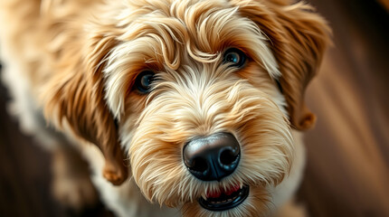 A happy portrait of a miniature schnauzer puppy with a white background