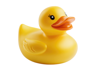 bright yellow rubber duck with cheerful smile, perfect for bath time fun and play. This classic toy brings joy and nostalgia to children and adults alike