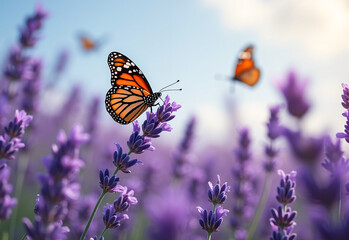 Obraz premium Abstract dotted illustration of a colorful butterfly with a vibrant rainbow pattern.