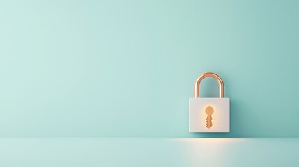 Fototapeta premium Modern Lock on Soft Mint Background for Security Concept