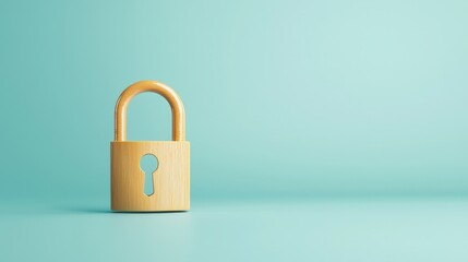 Fototapeta premium Wooden Lock on a Light Blue Background