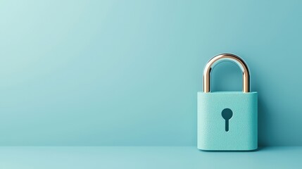 Lock and key concept on a turquoise background