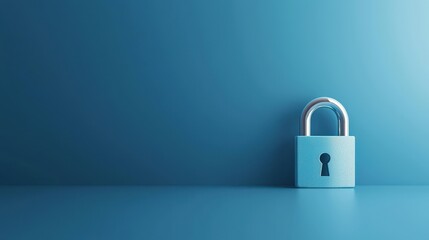 Fototapeta premium Blue Lock on a Minimalist Background