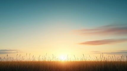 Obraz premium Serenity of Sunrise Over a Tranquil Field