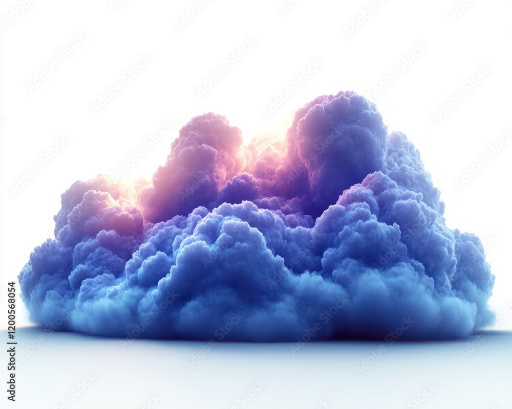 Aufkleber glossy blue cloud icon minimalist 3d rendering on white background