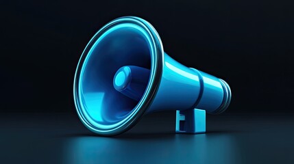 3D symbol of a blue megaphone.