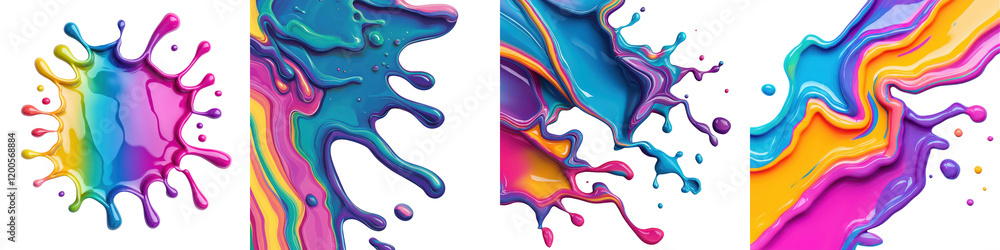 Poster captivating abstract fluid art composition featuring a dynamic blend of vibrant colors flowing shape
