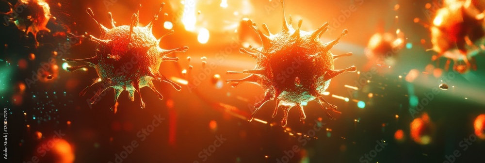 Leinwandbilder strong glowing wall effectively deflects viruses in a dynamic and vibrant environment during an inte