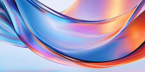 Iridescent Abstract Glass Sculpture 3D Render with Smooth Curves and Soft Lighting