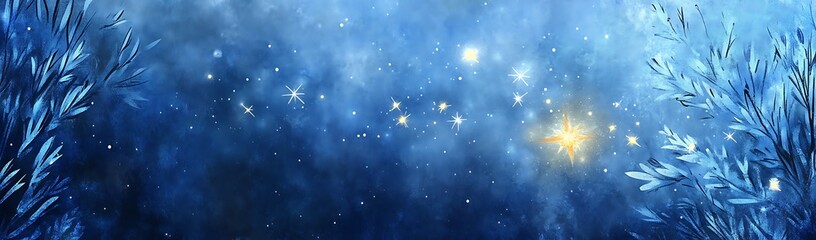 Magical Winter Night Scene with Sparkling Frost