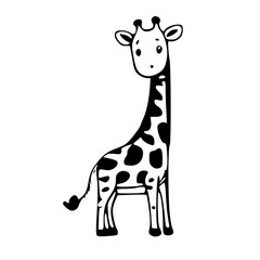 Fototapeta premium Cartoon of Giraffe, Black & White