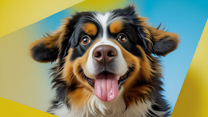 Portrait of an adorable Border Collie puppy sitting on a white background