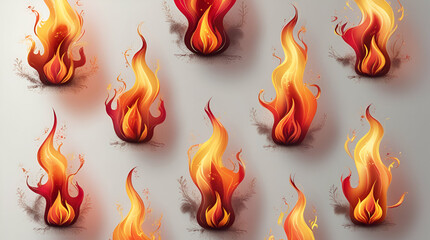 Fiery Flames and Burning Heat Illustration