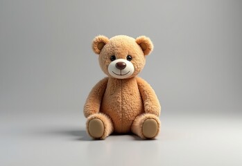 Obraz premium High-Resolution Teddy Bear: A Clean and Minimalistic Design Isolated on Gray for Modern Aesthetic Appeal