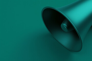 3D illustration of a megaphone with a speech bubble in green