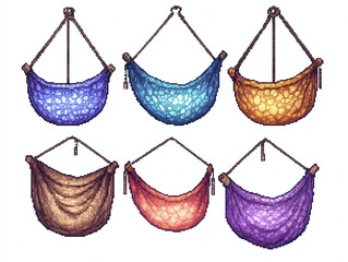 Obraz premium Pixel Art Hanging Hammocks Collection