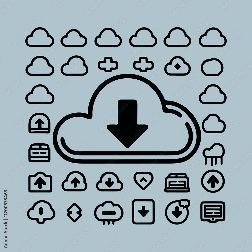 Poster cloud download vector and line art graphics for branding and design needs creative vector elements: 