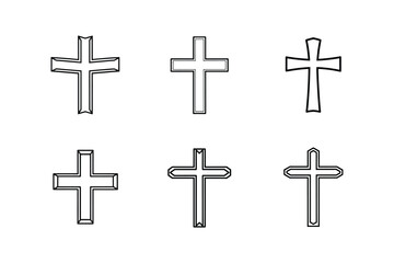 Fototapeta premium cross icon line art vector illustration