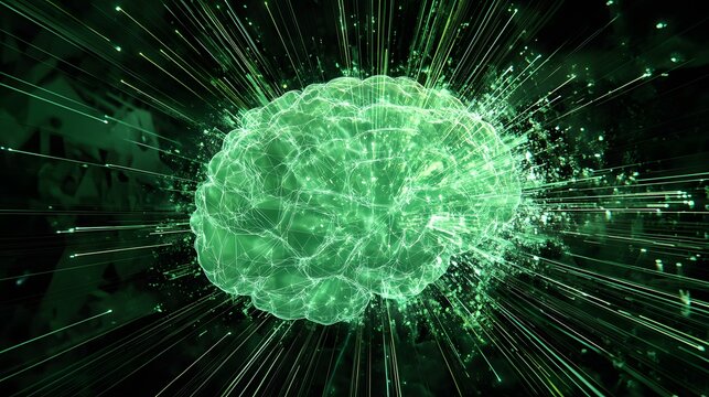 Green Digital Brain Exploding with Energy