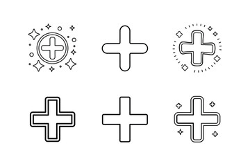 plus icon line art vector illustration