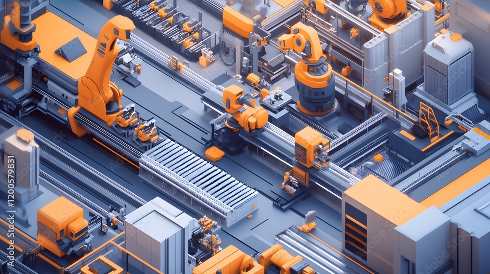 Poster automated factory robotic assembly line system