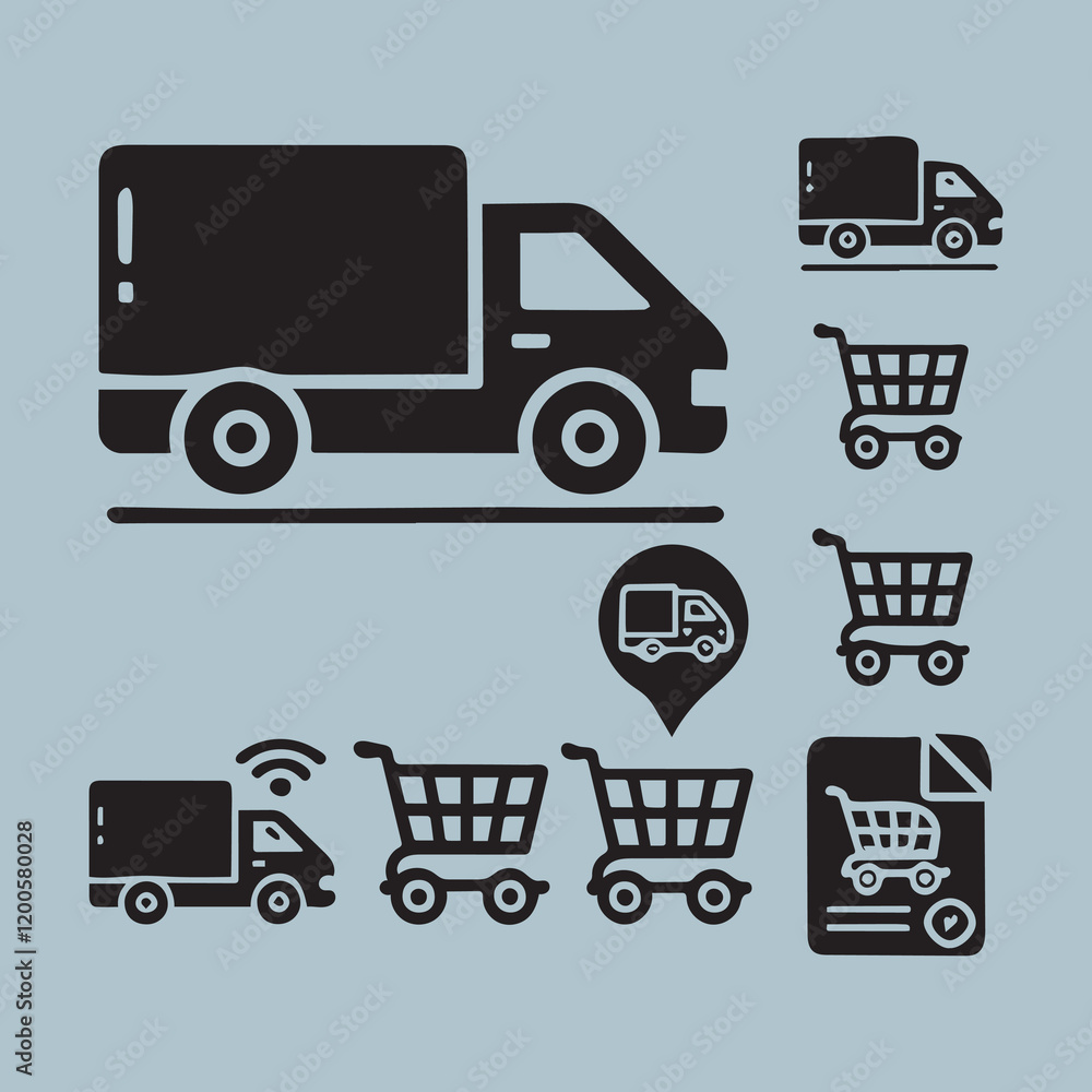 Aufkleber transport vector and line art graphics for branding and design needs creative vector elements: perfe