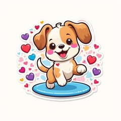 Dog decal, Puppy sticker, Canine design, Dog illustration, Pet sticker, Dog graphic, Pooch badge, Dog art, Dog theme, Dog silhouette.

