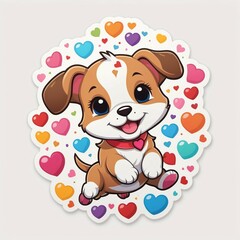 Dog decal, Puppy sticker, Canine design, Dog illustration, Pet sticker, Dog graphic, Pooch badge, Dog art, Dog theme, Dog silhouette.

