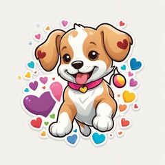 Dog decal, Puppy sticker, Canine design, Dog illustration, Pet sticker, Dog graphic, Pooch badge, Dog art, Dog theme, Dog silhouette.

