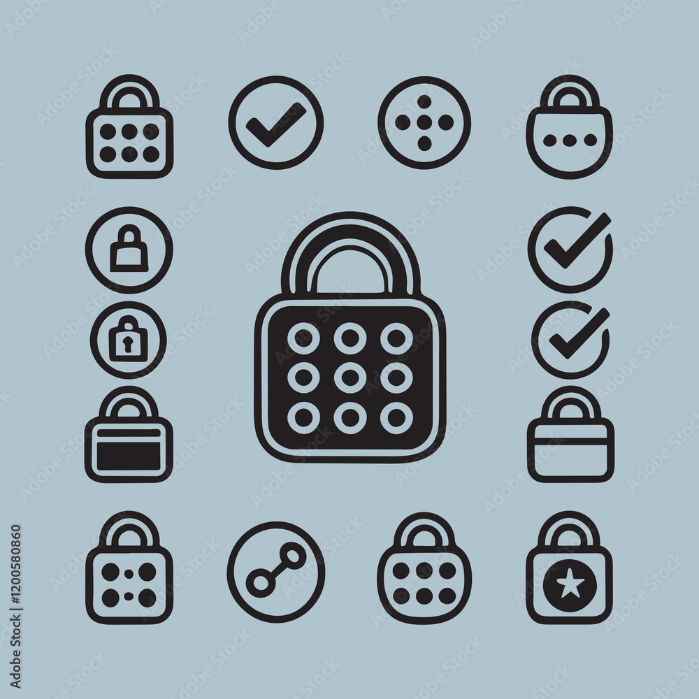 Poster lock profile vector and line art graphics for branding and design needs creative vector elements: pe
