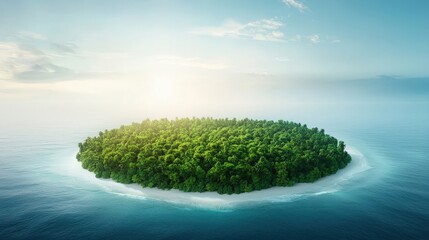 Serene Tropical Island Surrounded by Clear Blue Water
