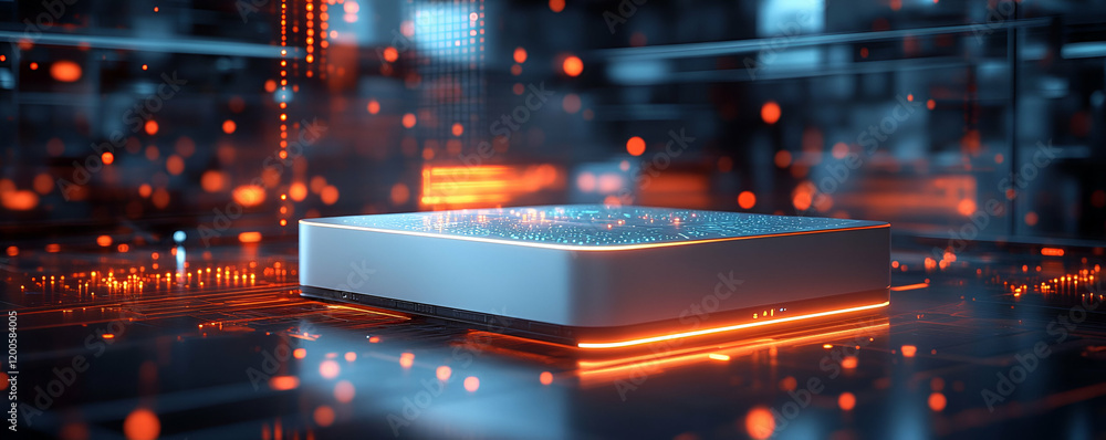 Aufkleber tech chip server glow data center