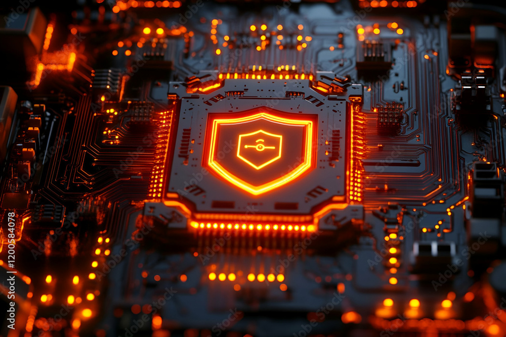 Poster secure cpu shield glowing circuit board