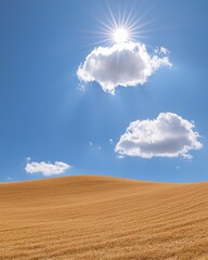 Fototapeta premium Sunburst sky illuminating a quiet farmland landscape tranquil environment serene viewpoint nature concept