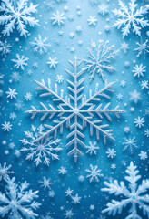 Intricately Designed Snowflakes on a Frosty Blue Background
